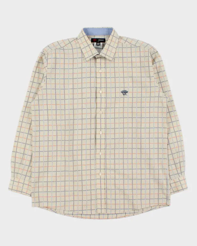 Vintage Y2K 00s Versace Sport Stitch Dotted Check Long Sleeve Shirt - L made by Versace