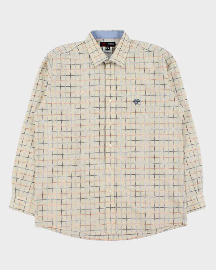 Vintage Y2K 00s Versace Sport Stitch Dotted Check Long Sleeve Shirt - L sold by Rokit