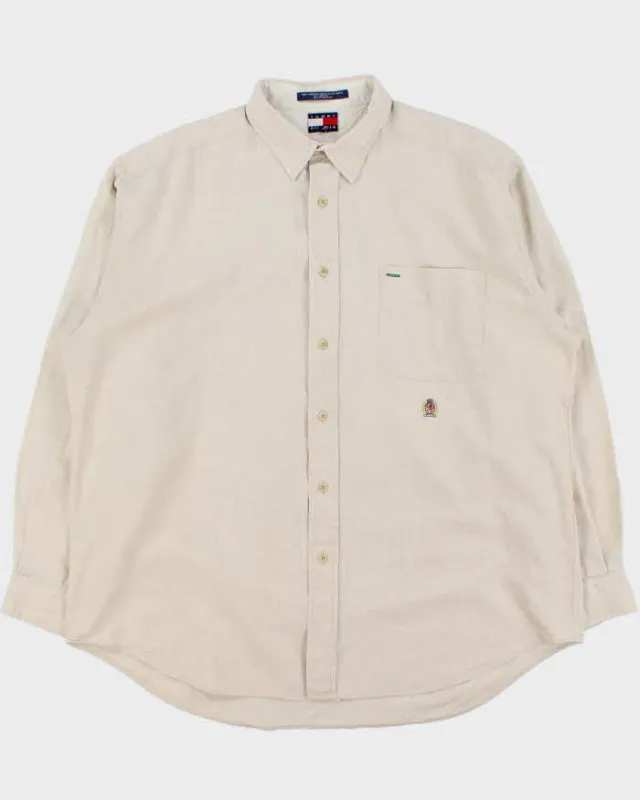 Vintage 1990s Tommy Hilfiger Linen & Cotton Blend Oversized Shirt - L made by Tommy Hilfiger