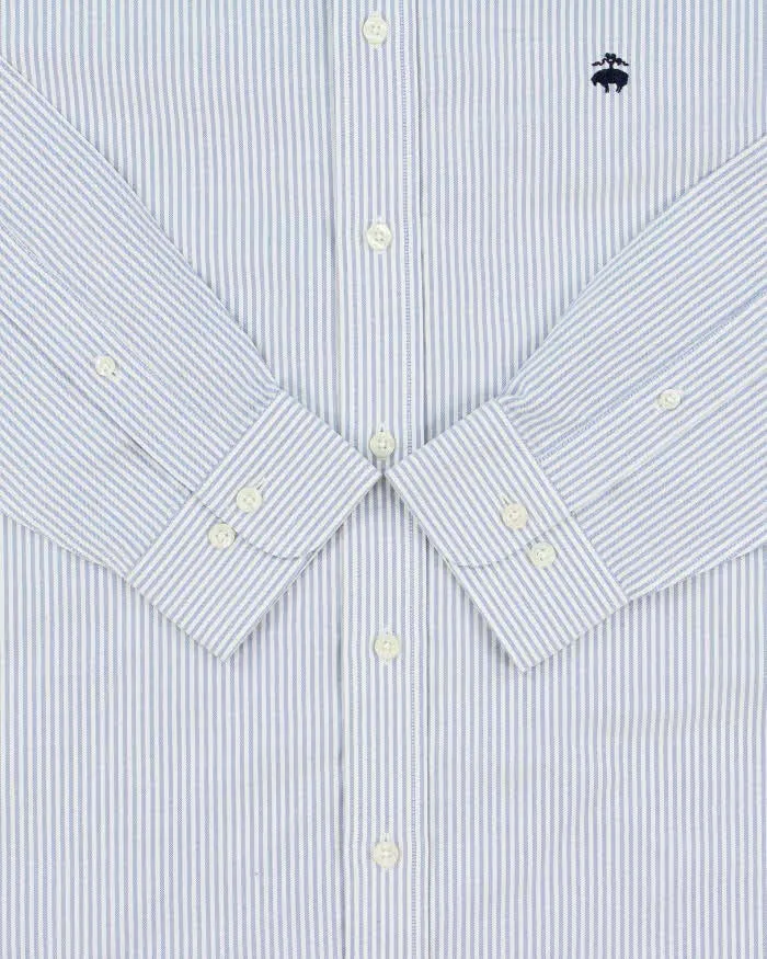 Vintage Brooks Brothers Classic Regent Striped Supima Long Sleeve Oxford Shirt - M sold by Rokit product image thumbnail 4