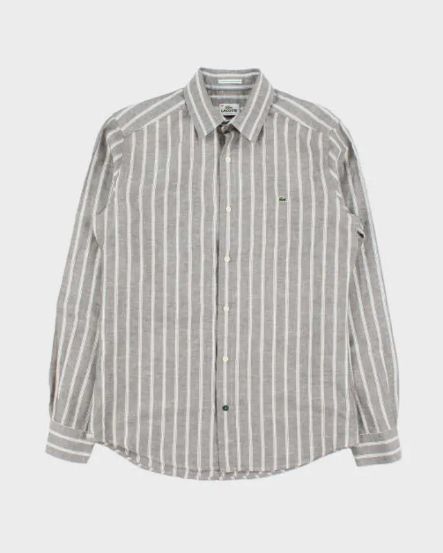 Vintage Y2K 00s Lacoste Linen Blend Slim Fit Long Sleeve Shirt - M made by Lacoste