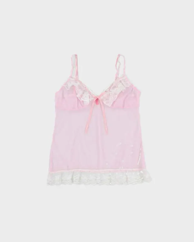 Vintage Y2k 2000s Blush Mesh Cami Top - L made by Rokit