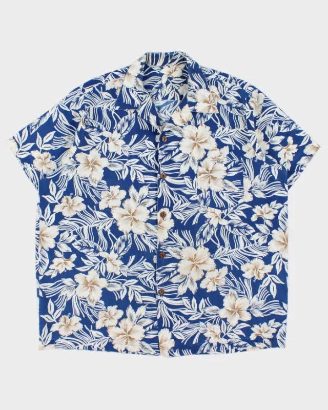 Vintage 1980s Made In USA Linen Blend Floral Hawaiian Shirt - XL made by Rokit