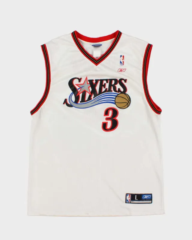 Vintage 2003 Reebok Philadelphia 76ers Allen Iverson #3 Sixers NBA Home Basketball Jersey - L made by Rokit