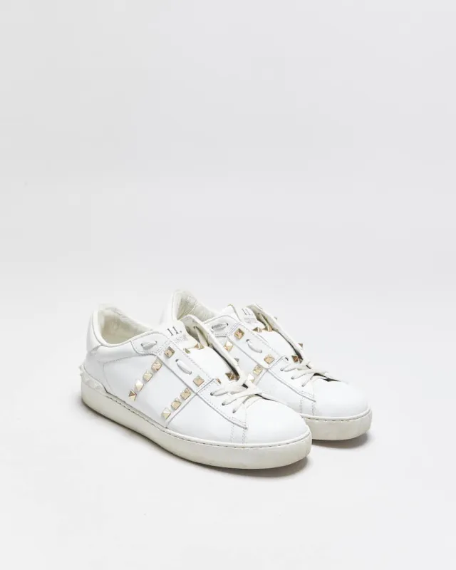 2022 Valentino Rockstud Untitled Women's Calfskin Leather Embellished Low Trainers - UK5 made by Valentino
