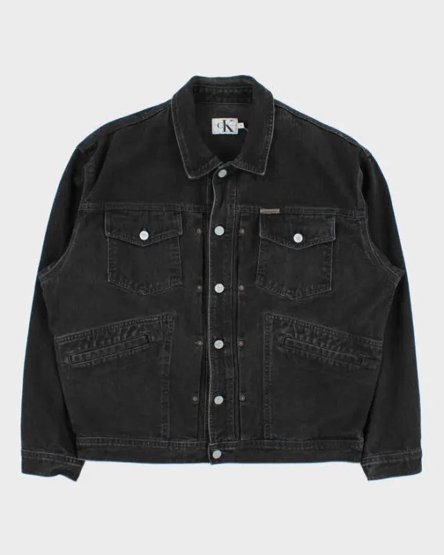 Vintage 1990s Calvin Klein Black Classic Denim Jacket - XL made by Calvin Klein