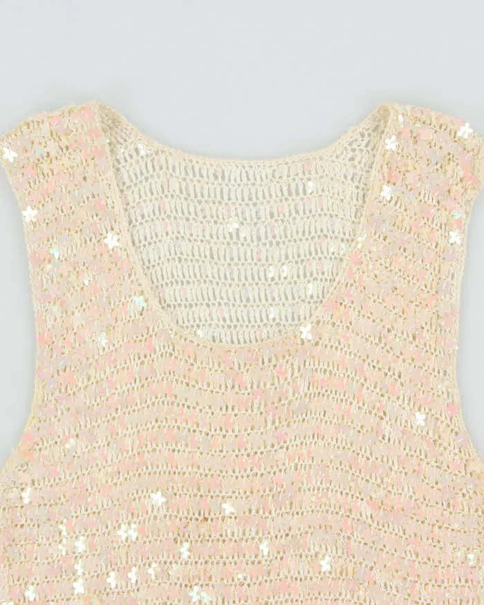 Vintage Y2k 2000s Iridescent Flower Sequin Crochet Top - S sold by Rokit product image thumbnail 5