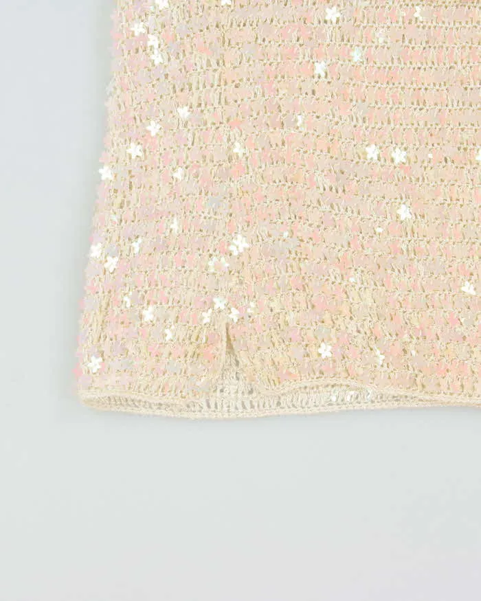 Vintage Y2k 2000s Iridescent Flower Sequin Crochet Top - S sold by Rokit product image thumbnail 4