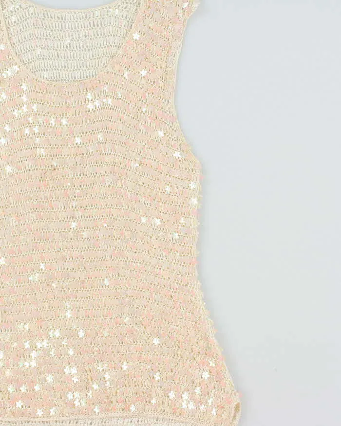 Vintage Y2k 2000s Iridescent Flower Sequin Crochet Top - S sold by Rokit product image thumbnail 3