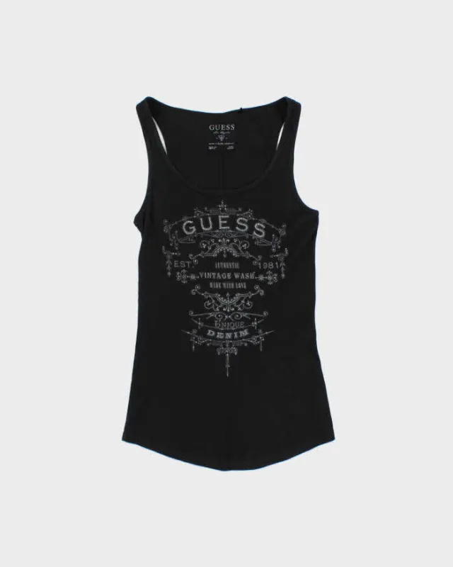 Vintage Y2k 2000s Guess Jeans Rhinestone Vest Top - M made by Guess