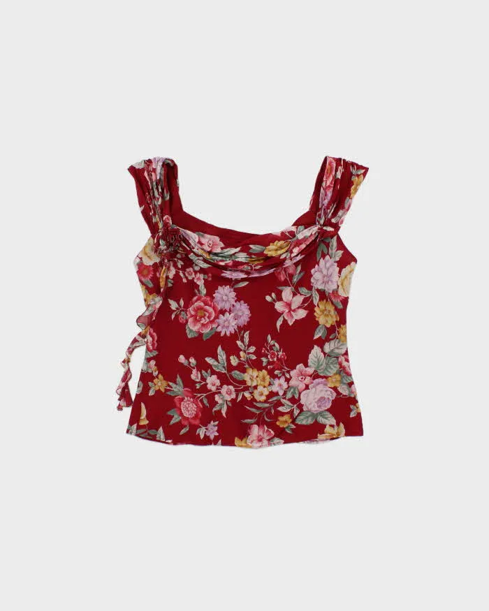 Vintage 2000s Precis Floral Silk Rosette Top- S sold by Rokit