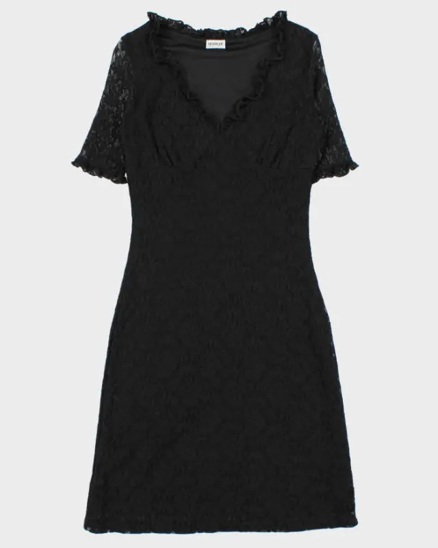 Vintage 1990s Mantique Lace Ruffle V Neck Dress - M made by Rokit
