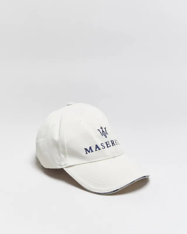 Vintage Y2K 00s Maserati Embroidered Cream Canvas Baseball Cap - OS made by Rokit