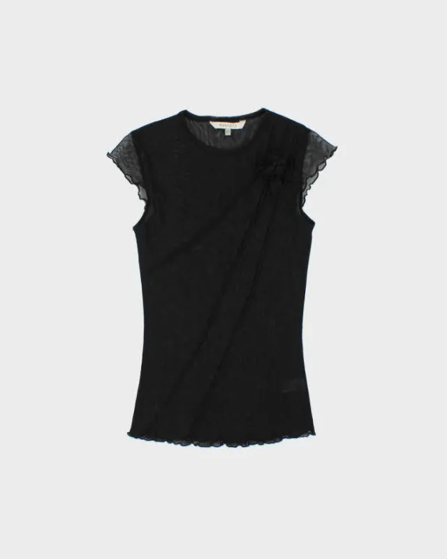 Vintage Y2k 2000s RW&Co Mesh Rosette Top - S made by Rokit