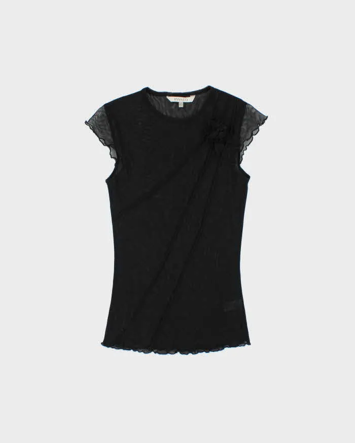 Vintage Y2k 2000s RW&Co Mesh Rosette Top - S sold by Rokit