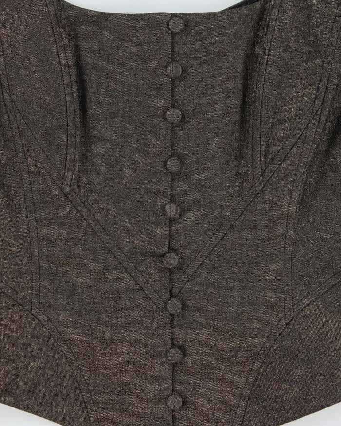 Vintage Y2k 2000s Studio Jax Glittery Button-up Corset Top - M sold by Rokit product image thumbnail 4