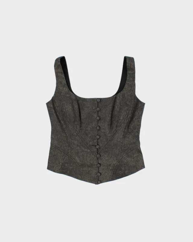 Vintage Y2k 2000s Studio Jax Glittery Button-up Corset Top - M made by Rokit