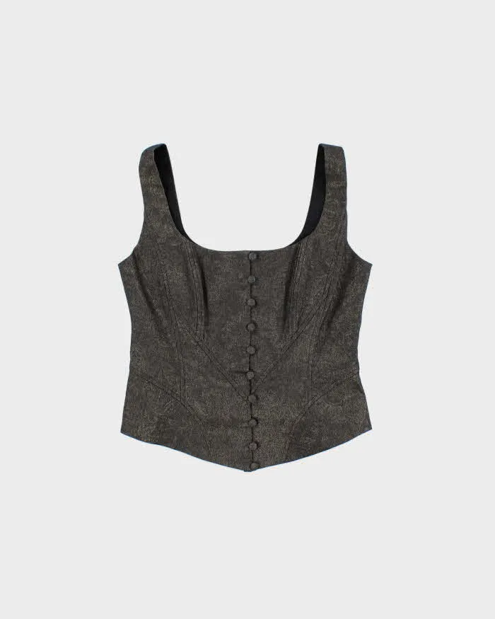 Vintage Y2k 2000s Studio Jax Glittery Button-up Corset Top - M sold by Rokit