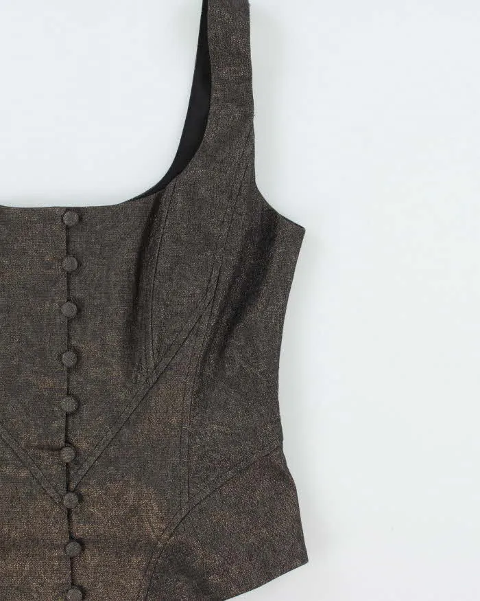 Vintage Y2k 2000s Studio Jax Glittery Button-up Corset Top - M sold by Rokit product image thumbnail 3