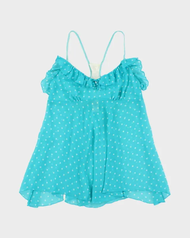 Vintage Y2k 2000s In Bloom Polka Dot Mesh Cami Top - L made by Rokit
