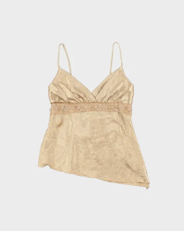 Vintage Y2k 2000s Do & Be Asymmetric Hem Beaded Cami Top - M made by Rokit