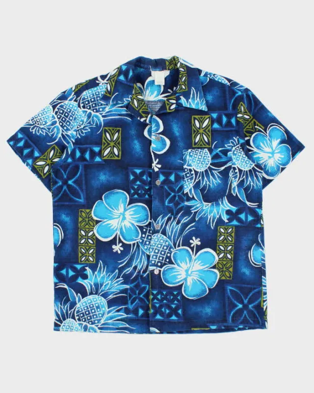 Vintage 1960s Made In USA Barkcloth Polynesian Tiki Hawaiian Shirt - L made by Rokit