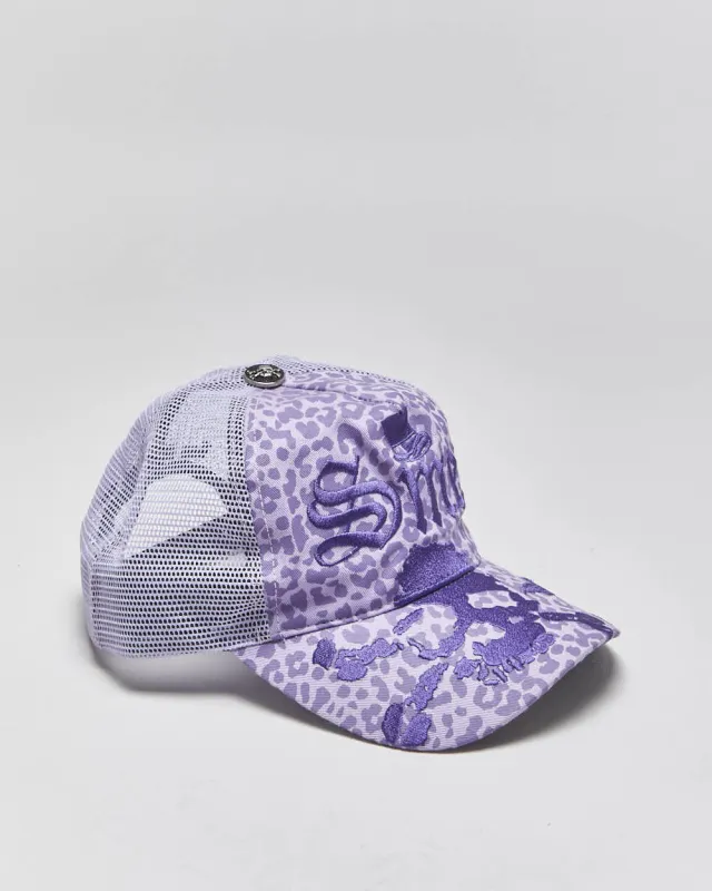 DS Vintage Y2K 00s SMET By Christian Audigier Made In USA Leopard Print Embroidered Trucker Hat - OS made by Rokit