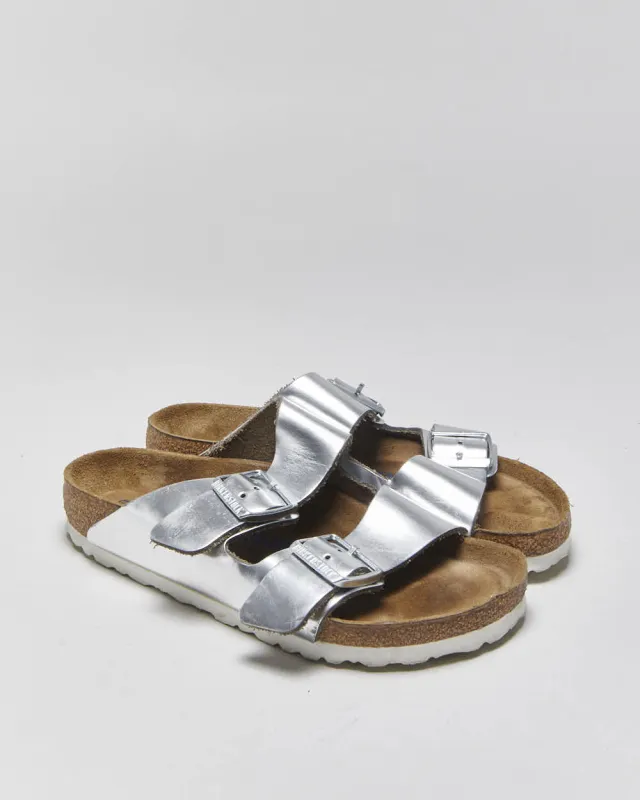 Birkenstock Arizona Silver Metallic Sandals - UK4 made by Rokit