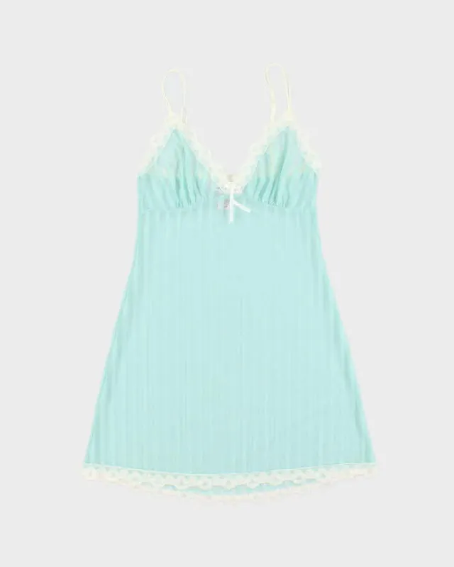 Vintage Y2k 2000s La Vie En Rose Stripe Mesh Mini Slip Dress - S made by Rokit