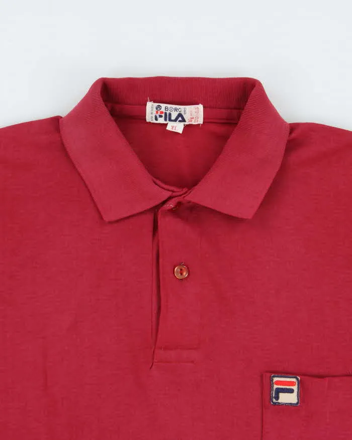 Vintage 1980s Fila Bjorn Borg Burgundy Single Stitch Short Sleeve Pocket Polo Shirt - XL sold by Rokit product image thumbnail 5