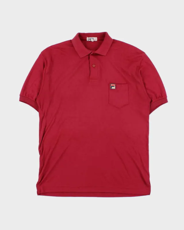 Vintage 1980s Fila Bjorn Borg Burgundy Single Stitch Short Sleeve Pocket Polo Shirt - XL made by Fila