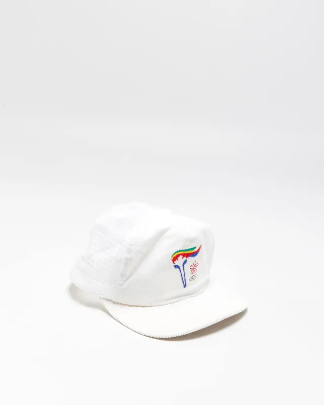 Vintage 1998 Calgary Winter Olympics Corduroy Alpha Flat Brim Trucker Hat - OS made by Rokit
