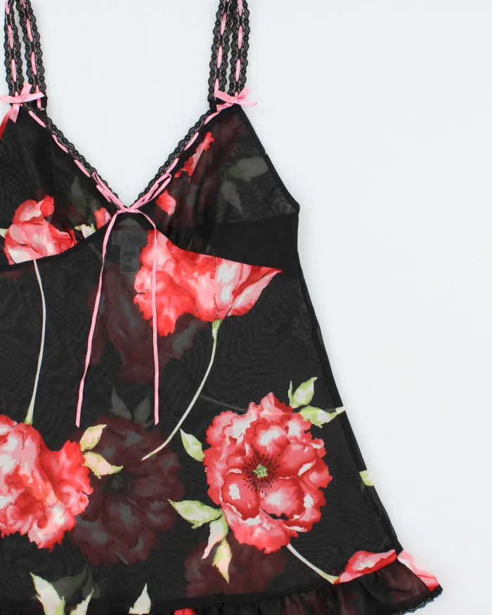 Vintage Y2k 2000s La Senza Floral Mesh Ruffle Hem Cami Top - S sold by Rokit product image thumbnail 3