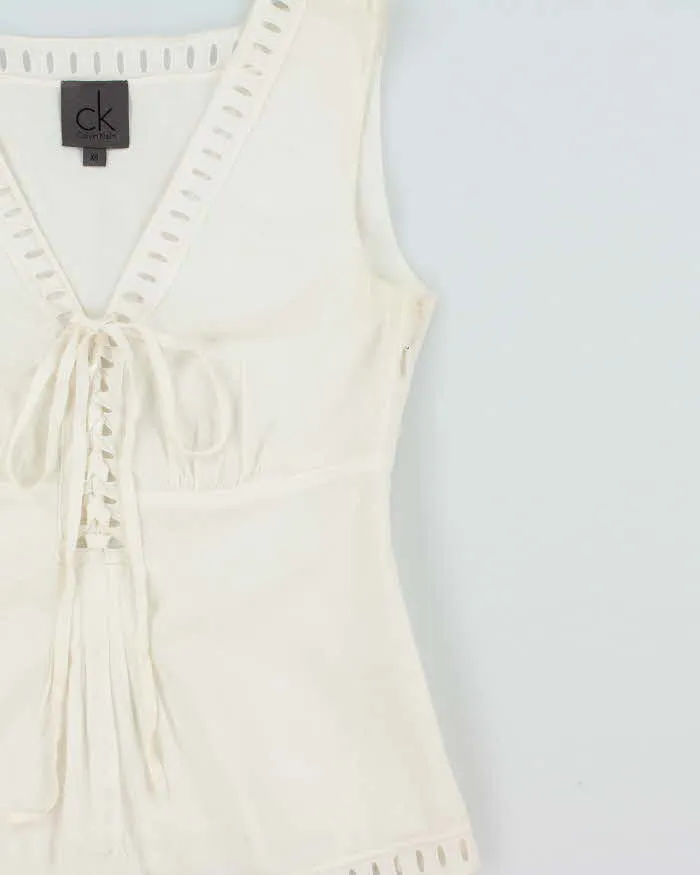 Vintage 2000s Calvin Klein Cotton Lace-up Top - XS sold by Rokit product image thumbnail 3