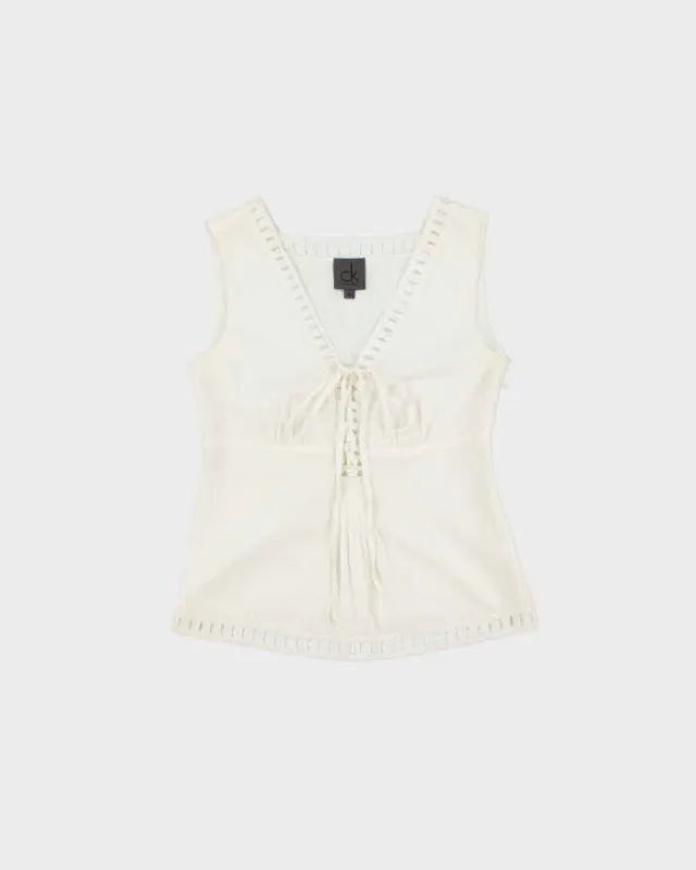 Vintage 2000s Calvin Klein Cotton Lace-up Top - XS made by Calvin Klein