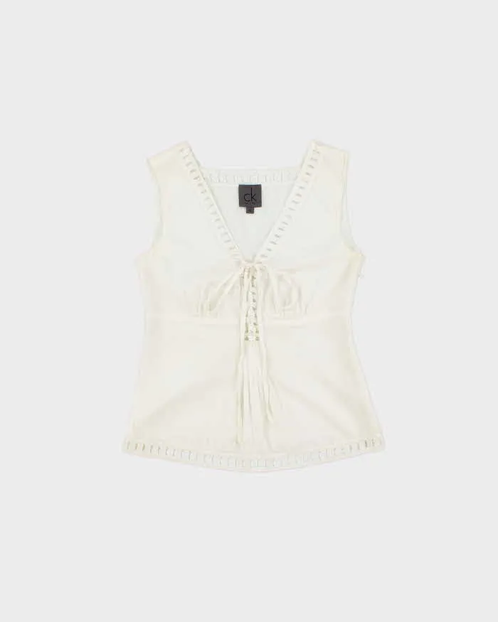 Vintage 2000s Calvin Klein Cotton Lace-up Top - XS sold by Rokit