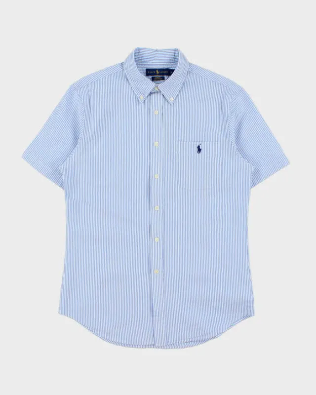 Vintage Ralph Lauren Striped Seer Sucker Slim Fit Short Sleeve Shirt - M made by Ralph Lauren
