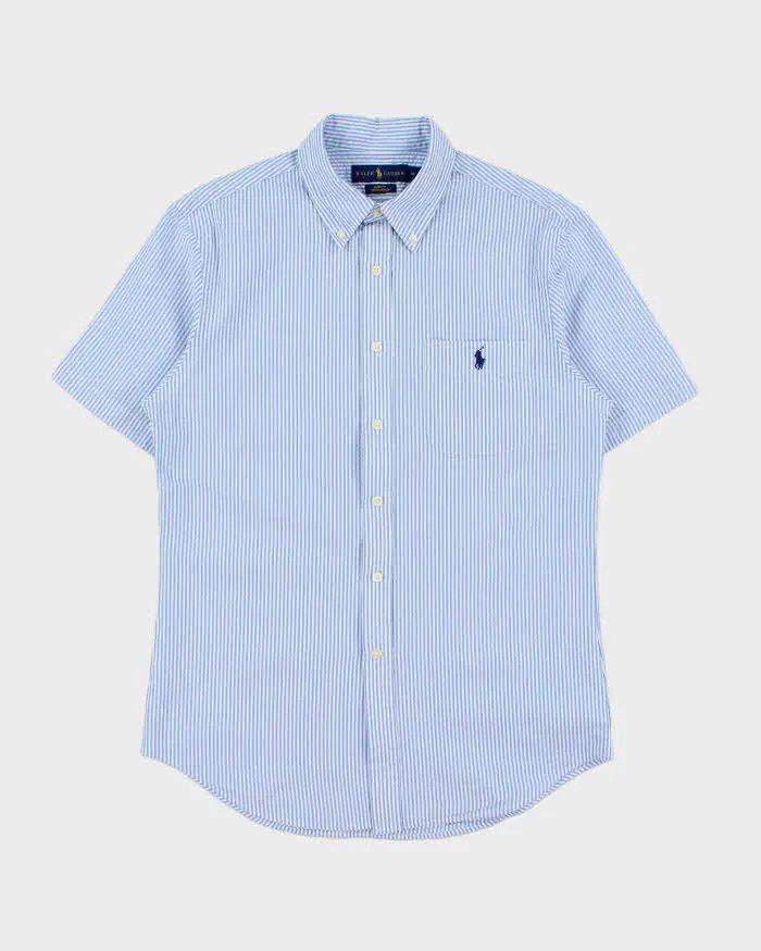 Vintage Ralph Lauren Striped Seer Sucker Slim Fit Short Sleeve Shirt - M sold by Rokit
