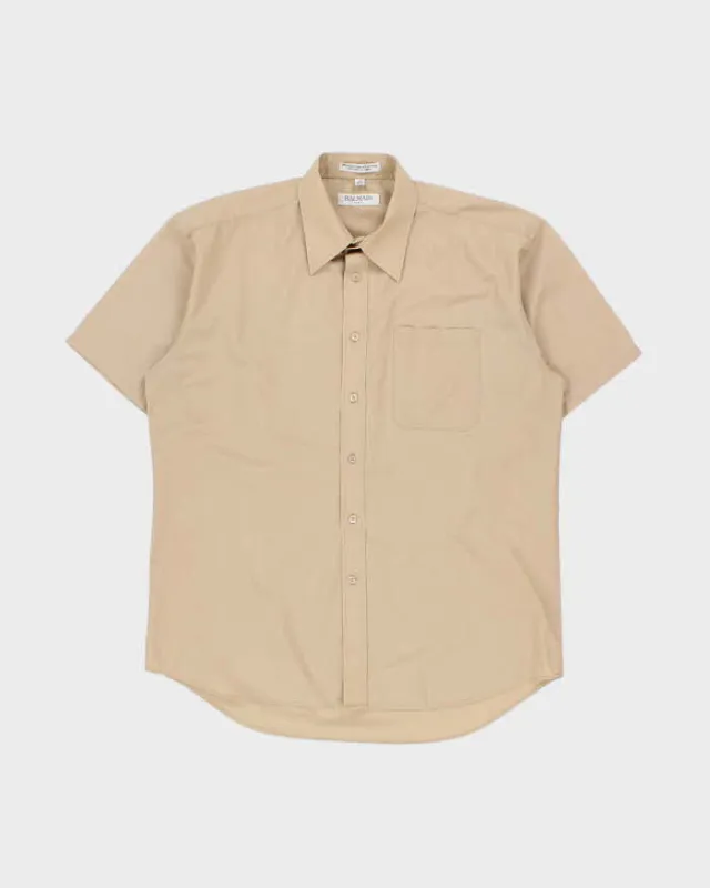 Vintage 1990s Balmain Relaxed Fit Tan Short Sleeve Shirt - L made by Balmain