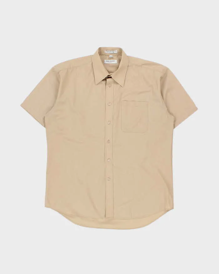 Vintage 1990s Balmain Relaxed Fit Tan Short Sleeve Shirt - L sold by Rokit