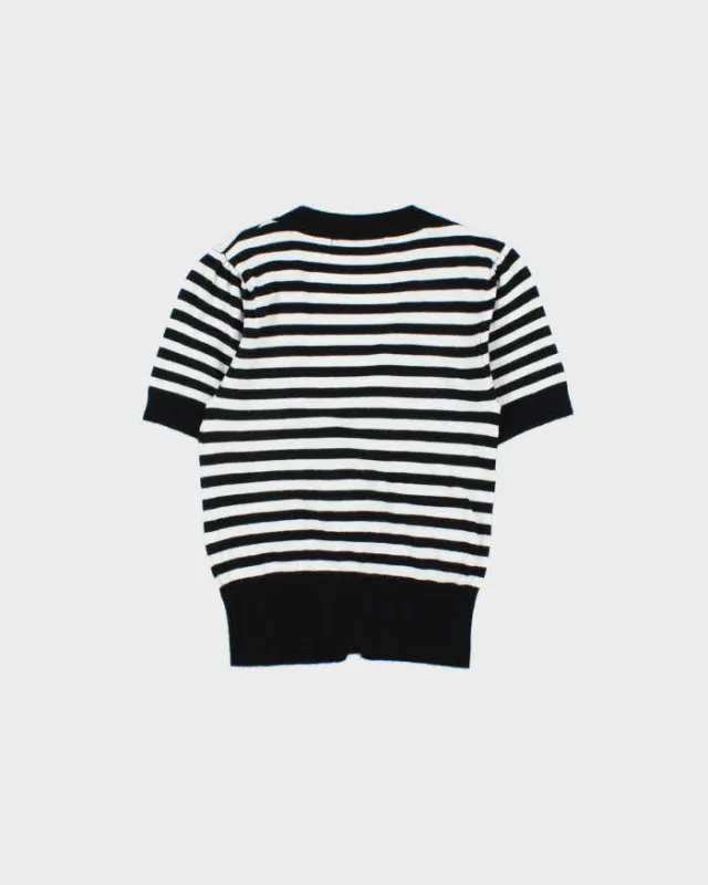 Vintage Y2k 2000s SWS Striped Short Sleeve Cardigan - L made by Rokit