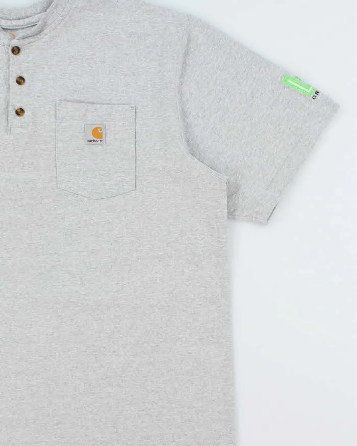 Vintage Carhartt Marl Grey Heavyweight Original Fit Henley Pocket T-Shirt - XL sold by Rokit product image thumbnail 3