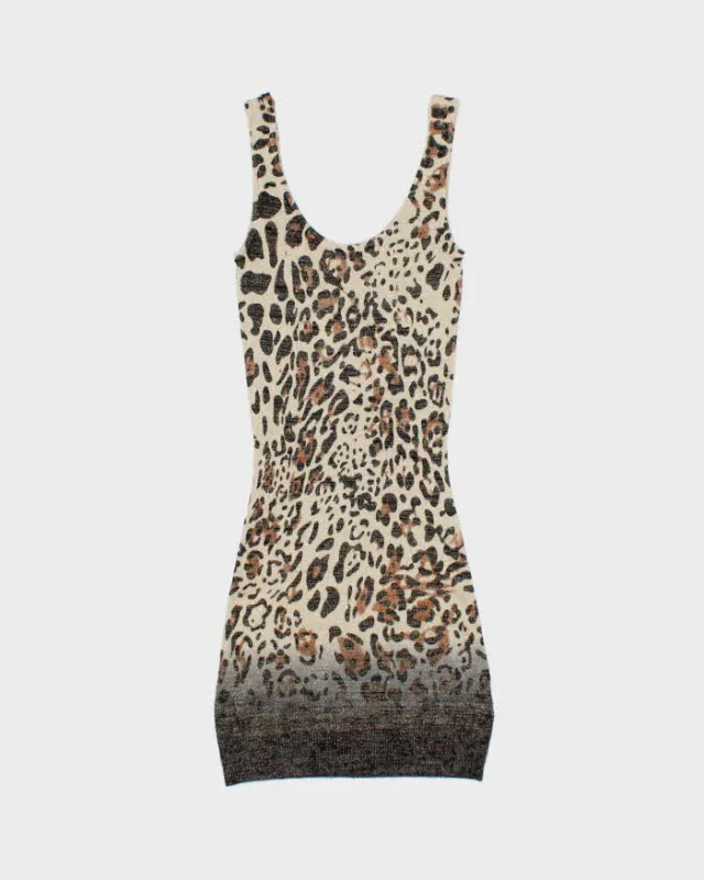 DSWT Y2k 2000s Guess By Marciano Glittery Leopard Print Knit Mini Dress - XS made by Guess