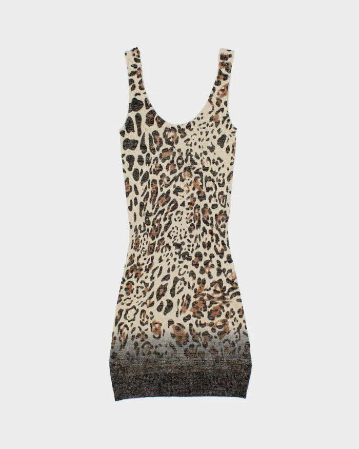 DSWT Y2k 2000s Guess By Marciano Glittery Leopard Print Knit Mini Dress - XS sold by Rokit