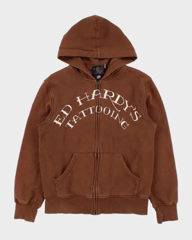 Vintage Ed Hardy Tattooting Embroidered Heavyweight Full-Zip Hoodie - M made by Ed Hardy