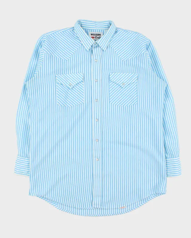 Vintage 1980s MWG Western Craft Striped Pearl Snap Button Long Sleeve Western Shirt - XL made by Rokit