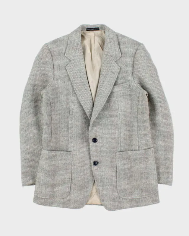 Vintage 1980s Harris Tweed Hand Woven Wool Single Berated Single Breasted Blazer - M made by Rokit