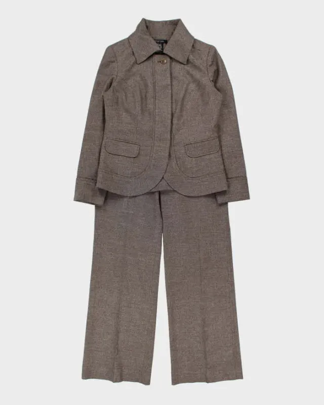 Vintage Y2k 2000s Ectera Wool Blend Wide Bootleg 2-Piece Suit - M made by Rokit