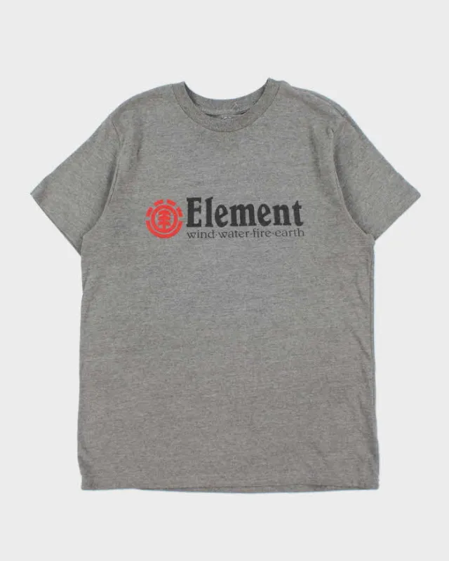 Vintage Element Skateboards Classic Logo Marl Grey Regular Fit Crewneck T-Shirt - L made by Rokit