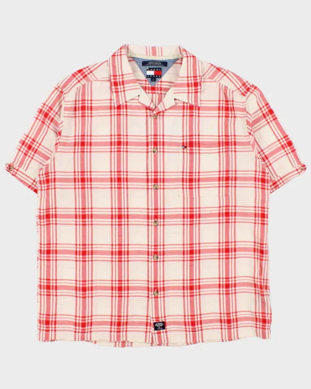 Vintage Y2K 00s Tommy Hilfiger Jeans Plaid Camp Collar Short Sleeve Shirt - L made by Tommy Hilfiger